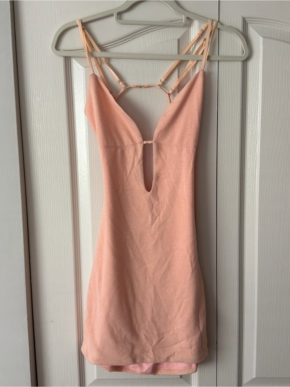 Peach Strappy V-Neck Mini Dress